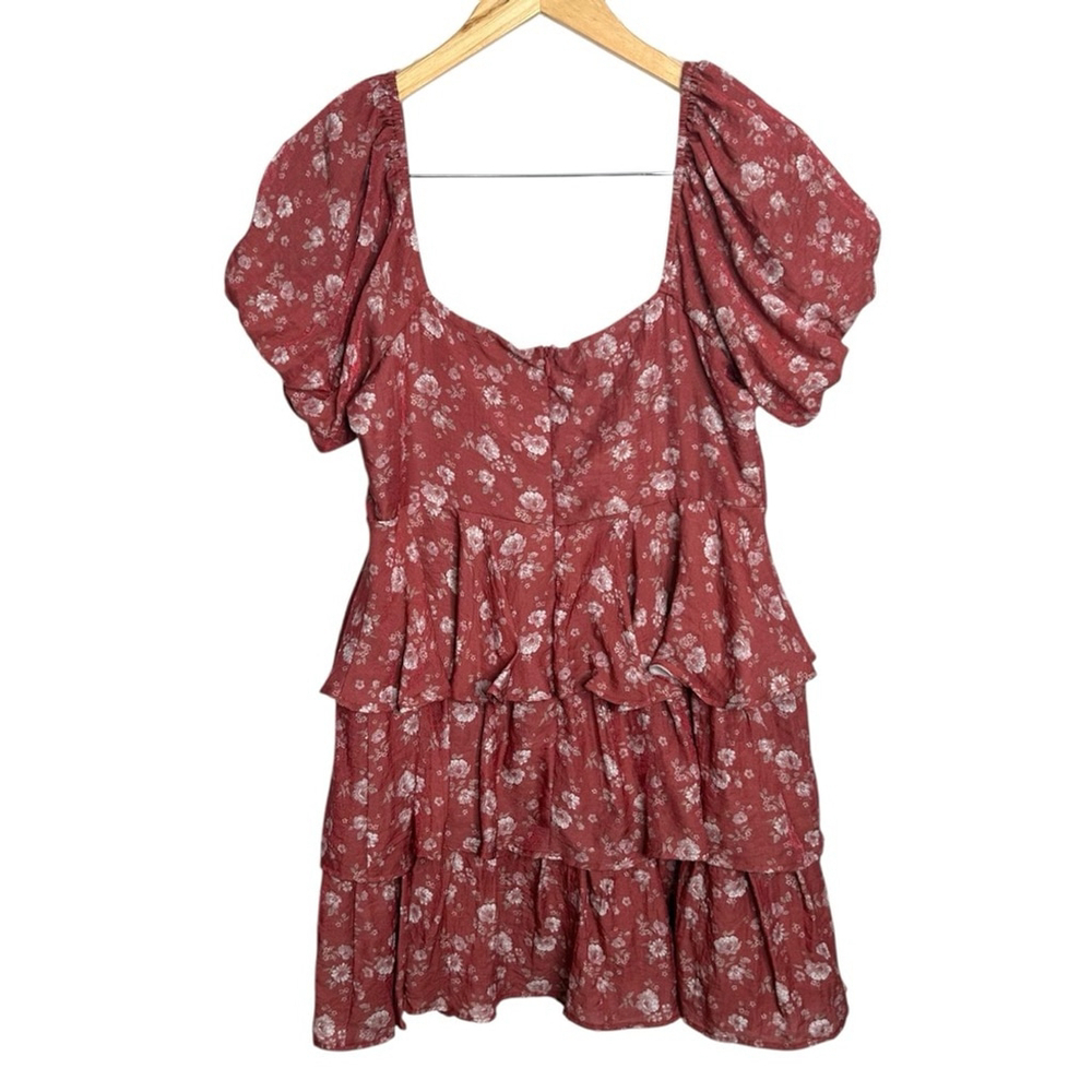 Altar'd State Brynn Boho Floral Apple Butter Tiered Mini Dress Women’s Sz Large - Picture 9 of 11